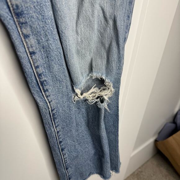 Levi’s Ribcage Straight Distressed Raw Hem High Rise Button Fly Jeans Size 27 - Picture 3 of 9